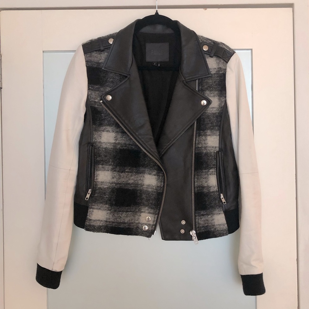 PAIGE leather & wool biker jacket
